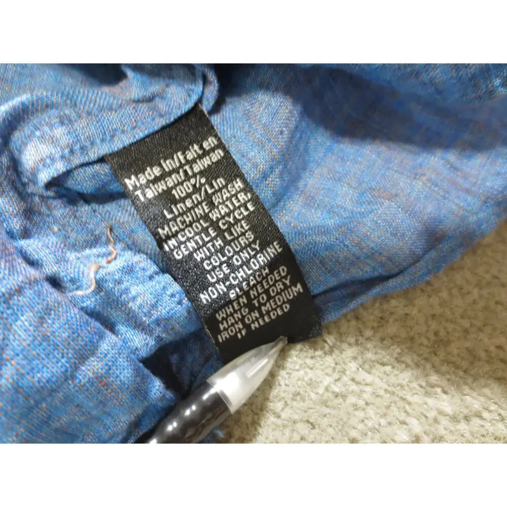 Forsyth of Canada Mens Shirt 2XL Blue Linen Long Sleeve Button Down Pocket - Picture 5 of 9